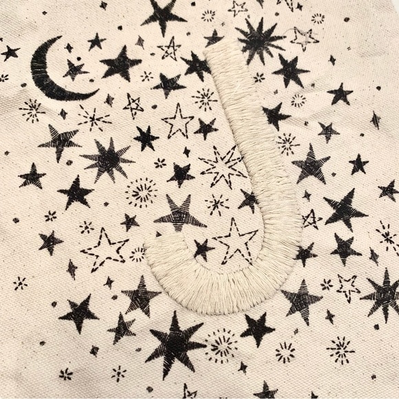 Letter J Monogram Embroidered Canvas Moon Stars Tapestry Wall Hanging Decor - Picture 2 of 3